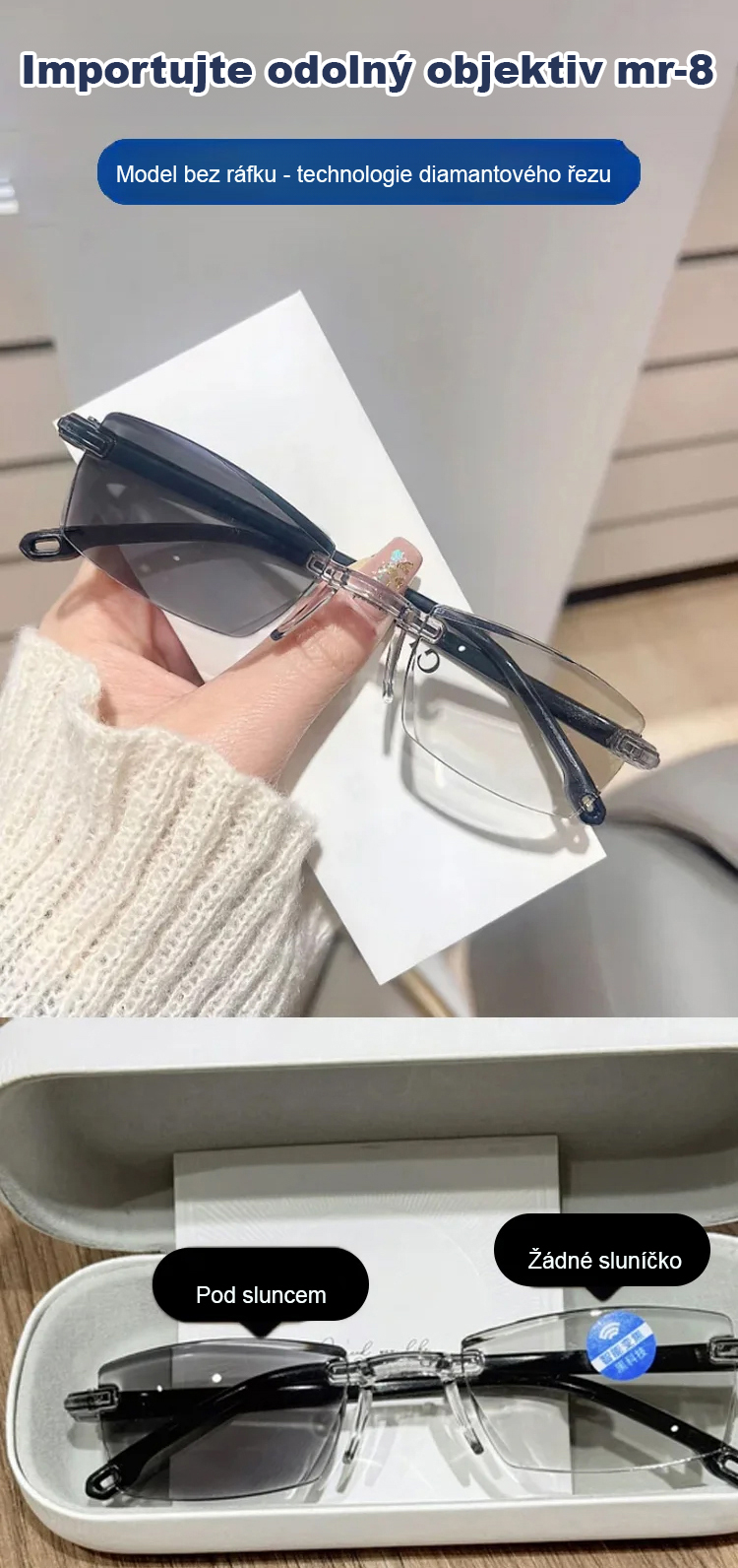 SL-Brýle na čtení měnící barvu s ochranou proti modrému světlu