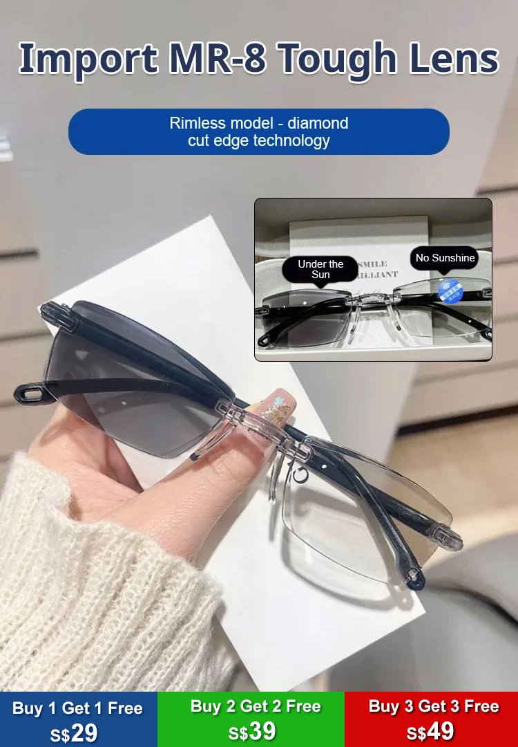 Color changing anti blue light presbyopia glasses