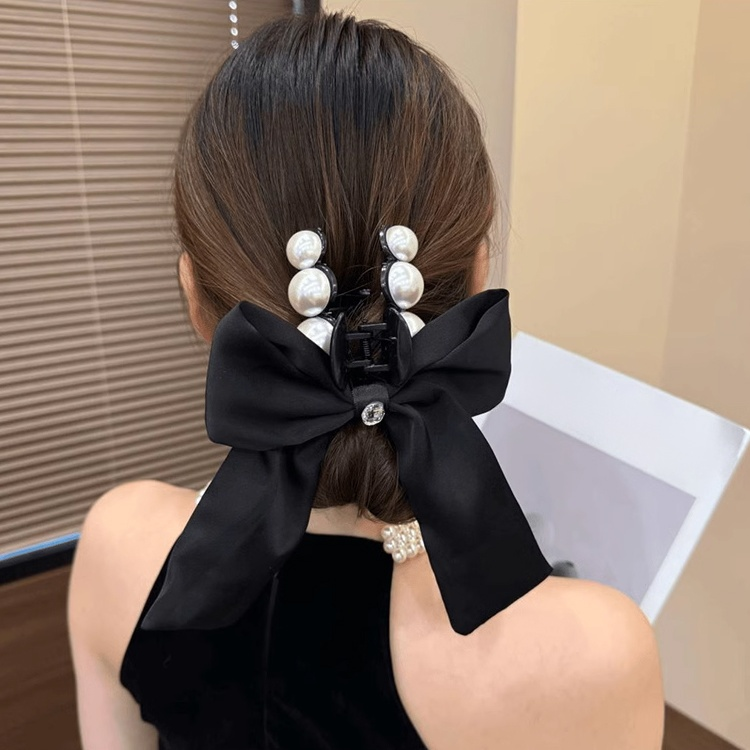 提升氣質顯臉小蝴蝶結珍珠髮夾