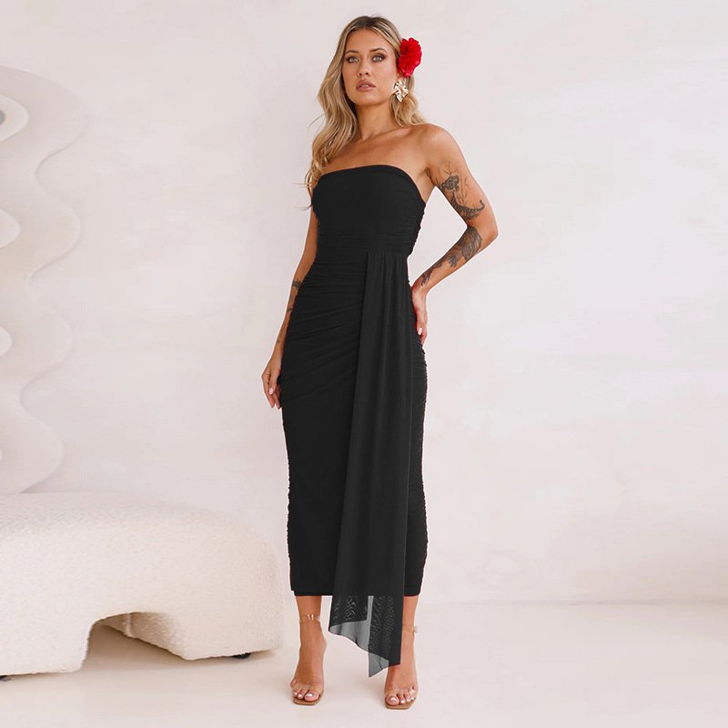 Netzkleid mit Raffung und schlankmachendem Effekt