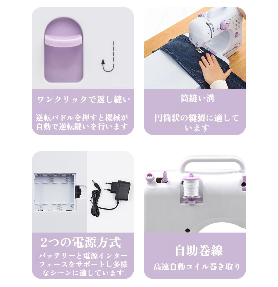 返し縫い機能付きミシンの操作パネル