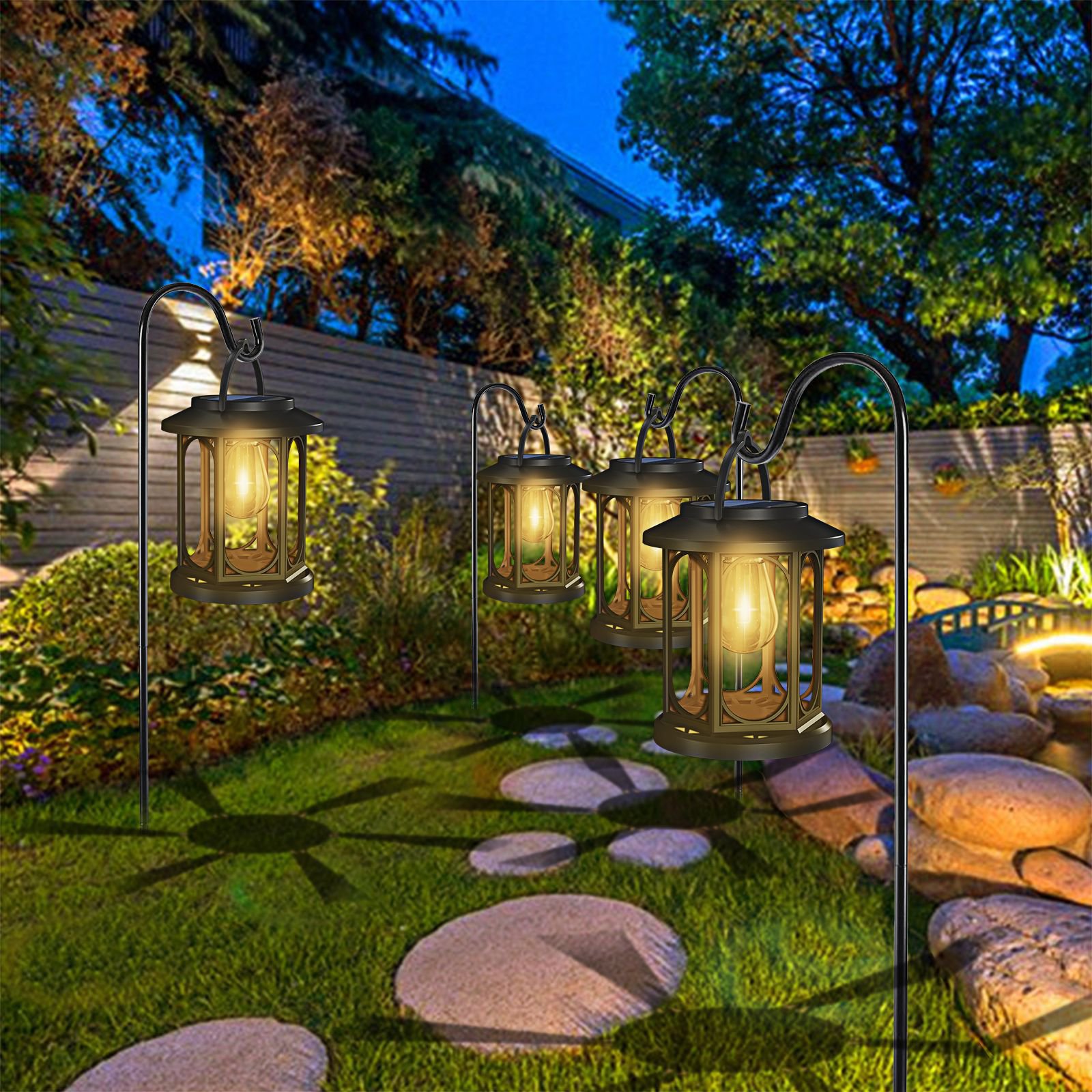 レトロデザインのソーラーガーデンライト全体画像