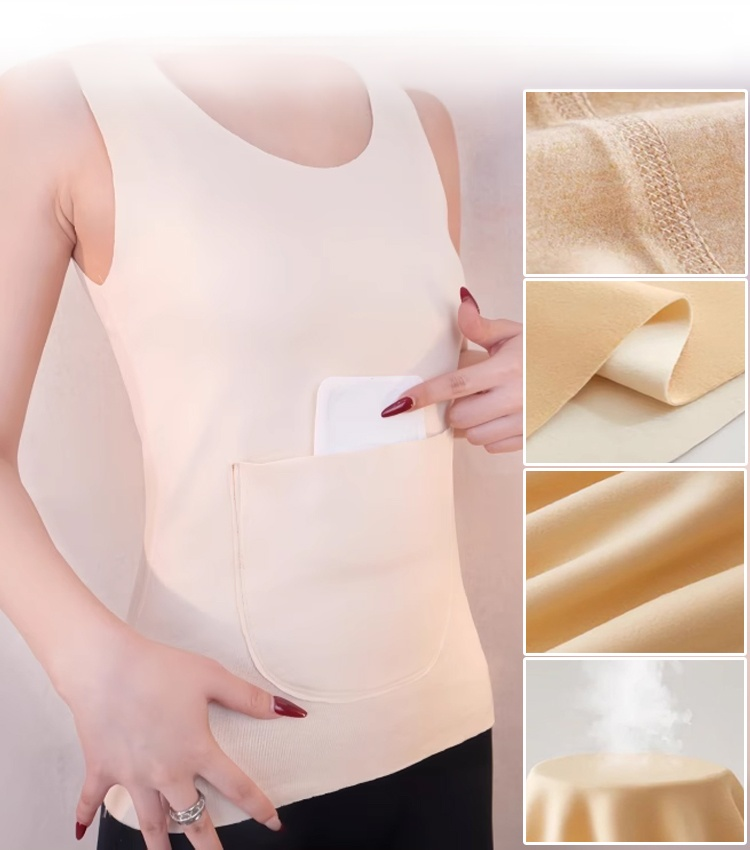 Heat storage and temperature locking double pocket warm vest