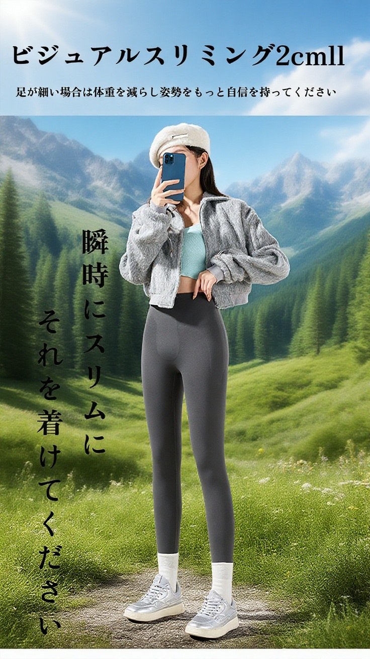 加绒加厚收腹提臀打底裤正面展示