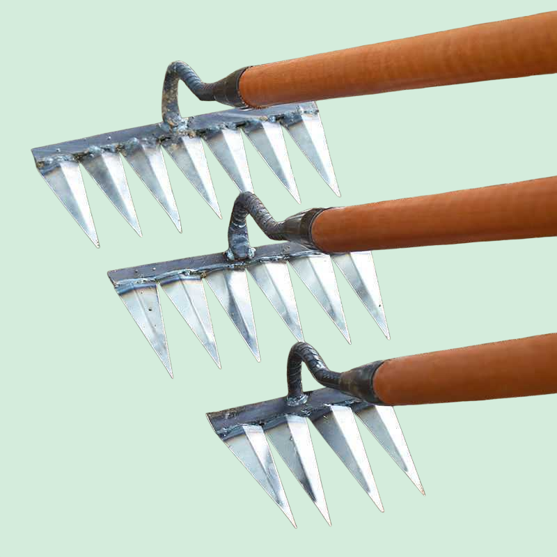 여섯 갈퀴 호미로 땅 고르기 및 갈퀴 제거기