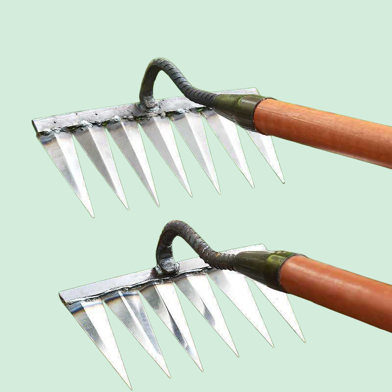 여섯 갈퀴 호미로 땅 고르기 및 갈퀴 제거기