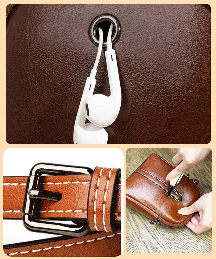 可愛らしいデザイン＆収納力抜群のレディースワンショルダーオイルワックススマホポーチ