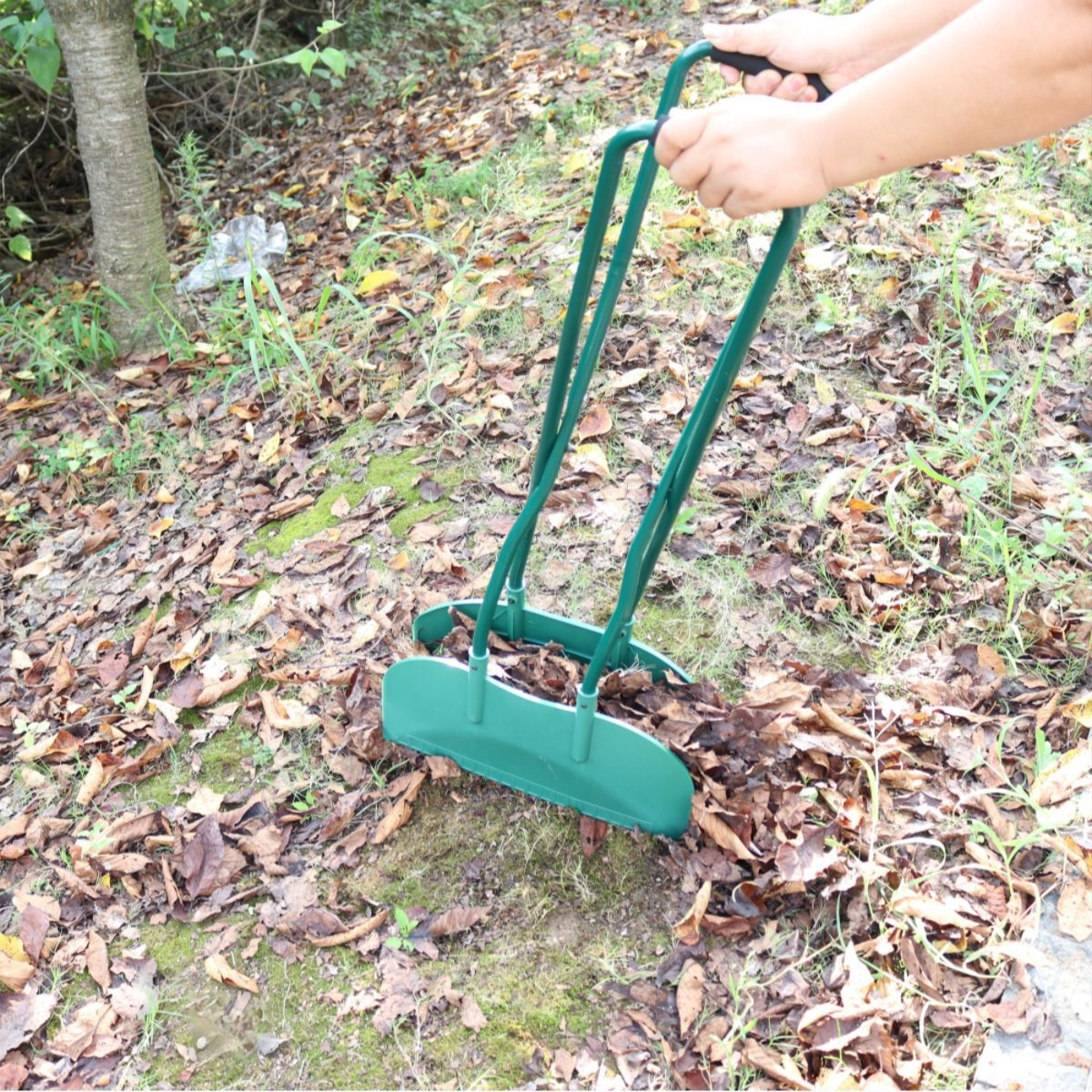 増量草熊手、庭草熊手、枯葉熊手、ガーデニング葉熊手、ガーデニングツール、長い木製ハンドル草熊手、葉熊手