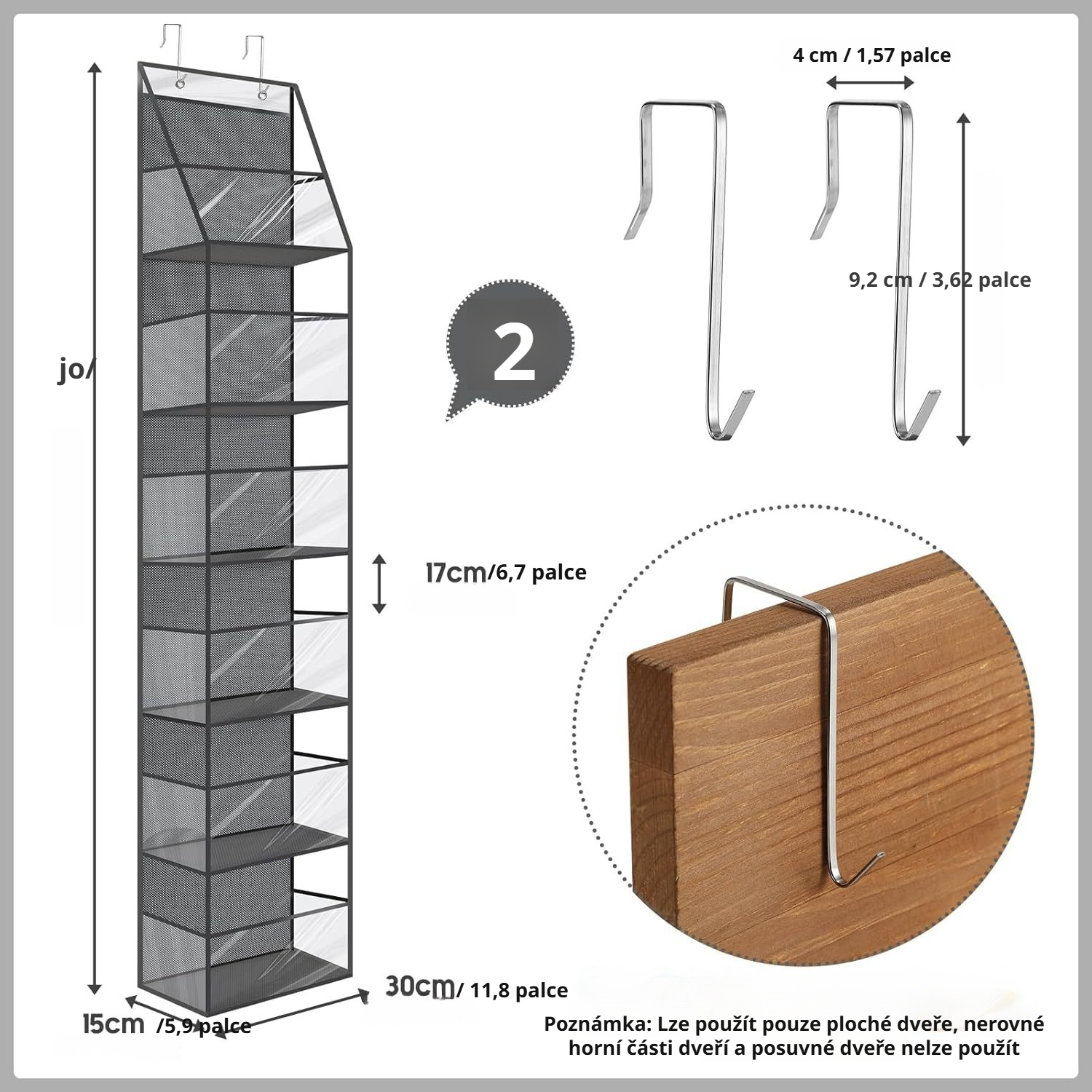 Závěsný úložný vak na kabelky za dveře proti prachu