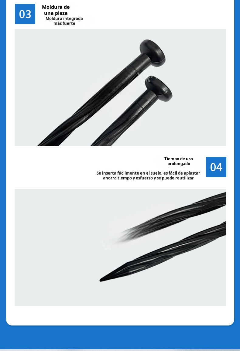 Detalle de la cabeza del clavo de plástico