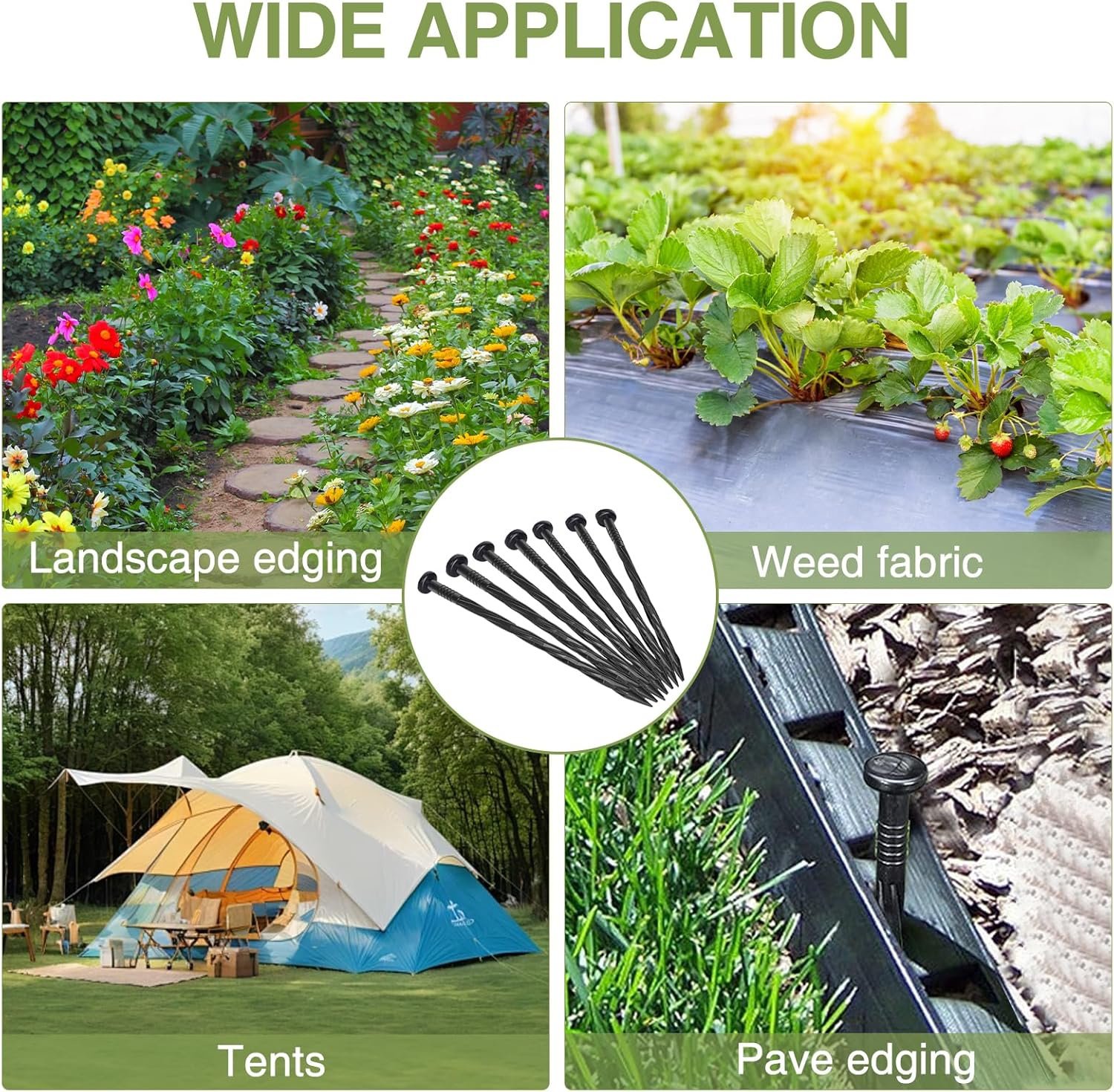 Clavos para el suelo de jardinería, pilotes de plástico para el suelo, cinturones de aislamiento, pe