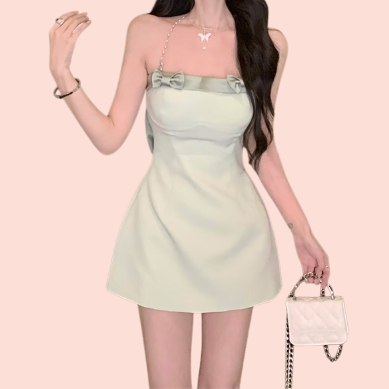 허리 여리여리 민트 리본 원피스