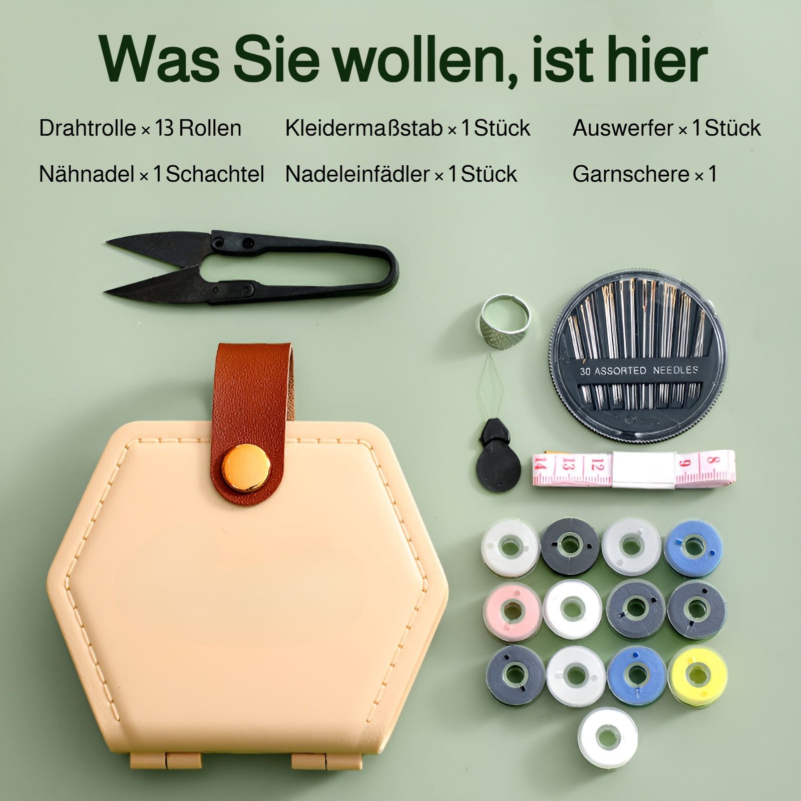 Handnähgarn Set in praktischer Nähtasche für unterwegs