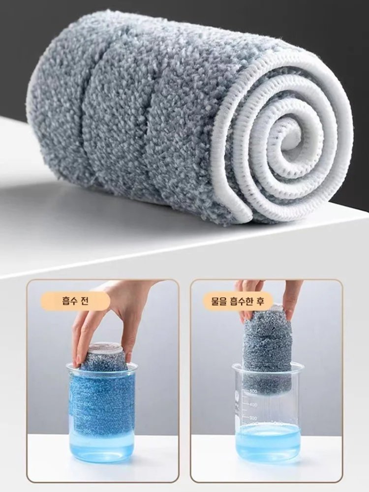 【효율 300% 향상】 셔닐 손세탁  불필요 평판 걸레, 한 번 밀어 정수하고, 한 번 당겨 물기를 제거! 10분 만에 집안 전체 청소 완료!