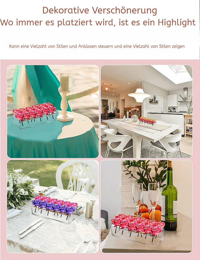 Dekorative rechteckige Vase mit bunten Blumen