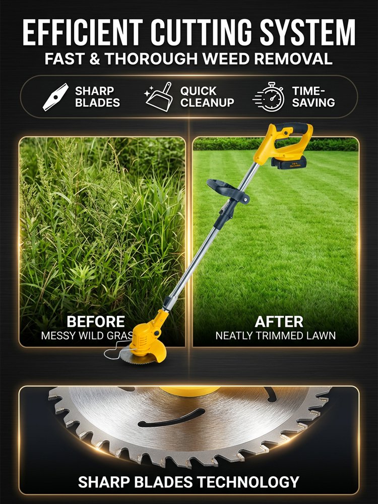 [3-Hour Battery Life] Electric Lawn Mower