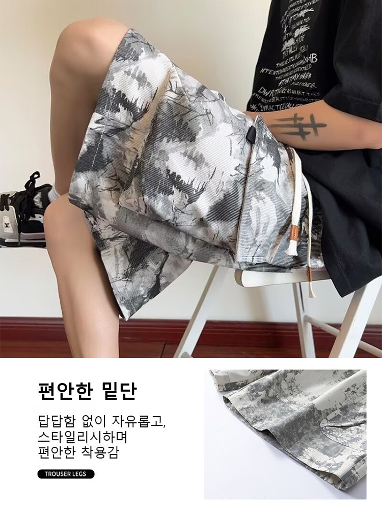 일본식 타이다이 워크웨어 반바지 남성용