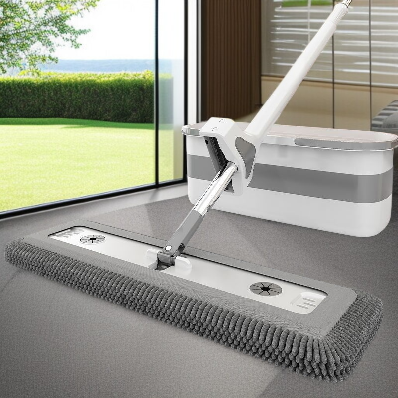 가정용 플랫 밀대 건습 겸용 원터치 셰닐 리필 손세탁 우드 플로어 밀대
