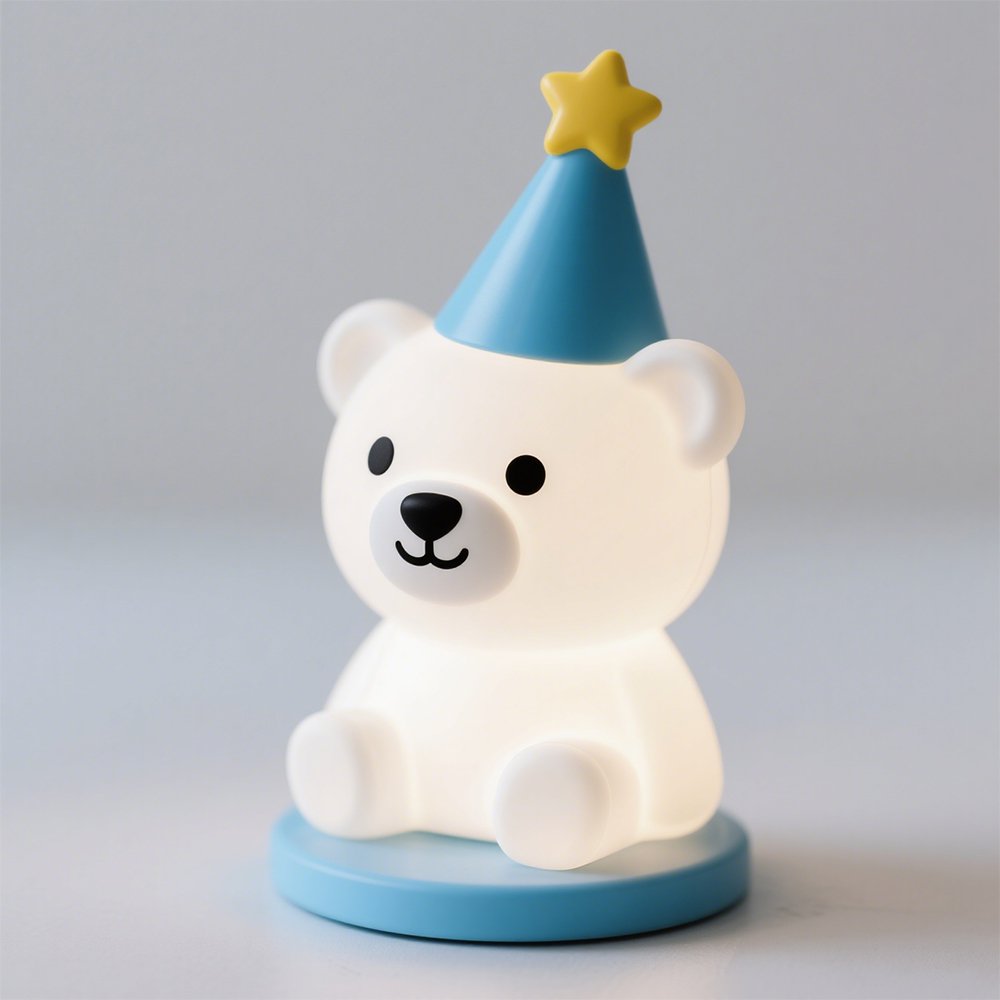 Weiches Licht aus Kunststoff für Kinderzimmer, Nachttischlampe mit Bärenmotiv