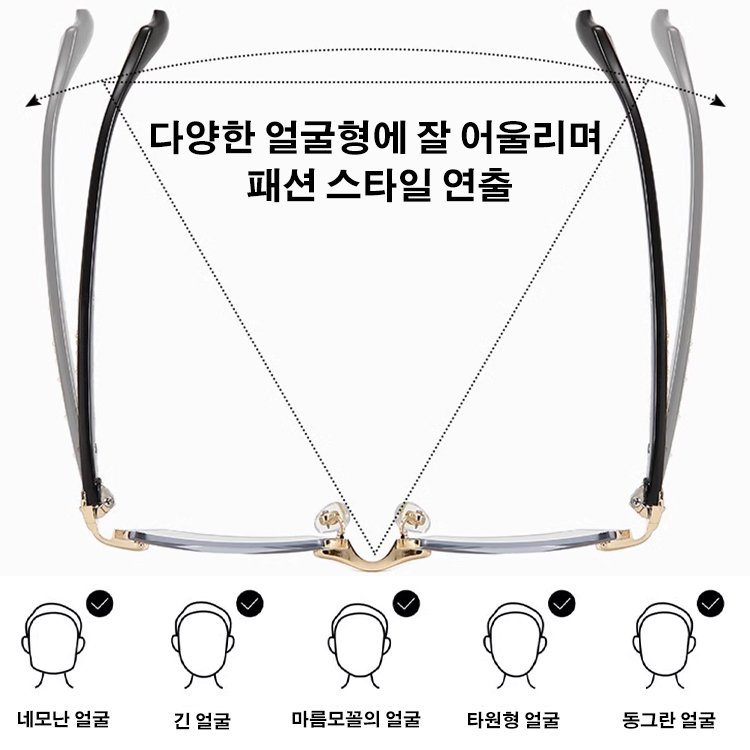 프레임리스 엣지컷 고화질 금속 중공예 돋보기 안경