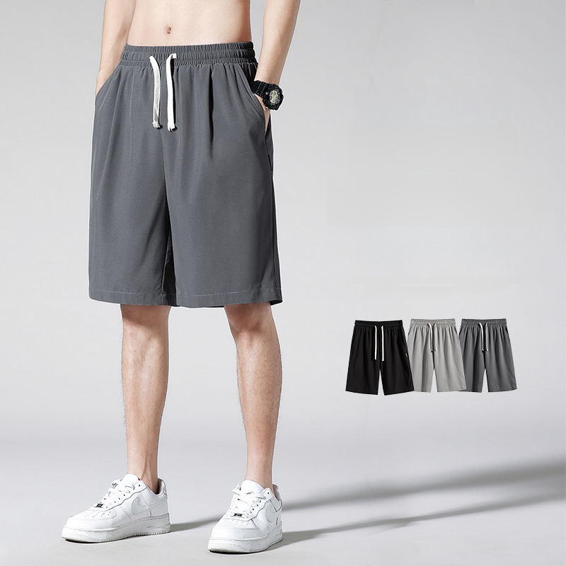 メンズ夏ルーズ大きいサイズアイスシルク薄いセクション速乾5スポーツショーツ