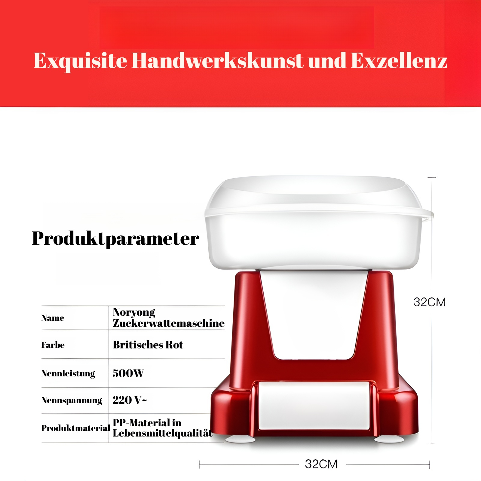 Zuckerwattemaschine mit Sicherheitsfunktionen für Kinder