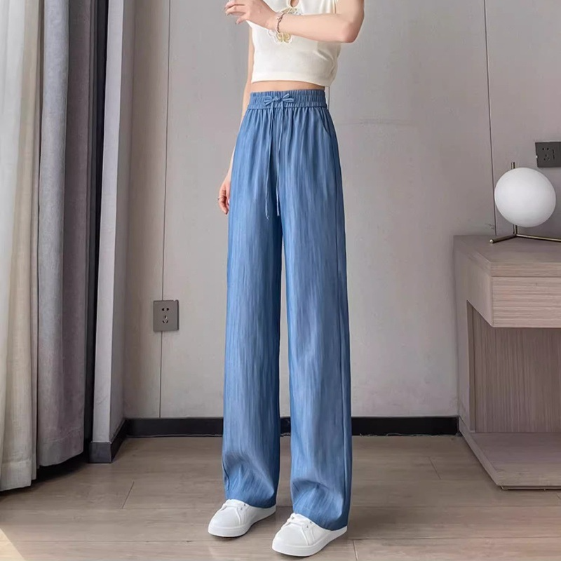 텐셀 와이드 일자 팬츠 슬림핏 여 여름 아이스 와이드 팬츠 뉴 차이나 쿨 텐셀 데님 팬츠