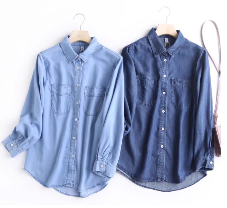 メンズ用テンセルデニムシャツ着用例