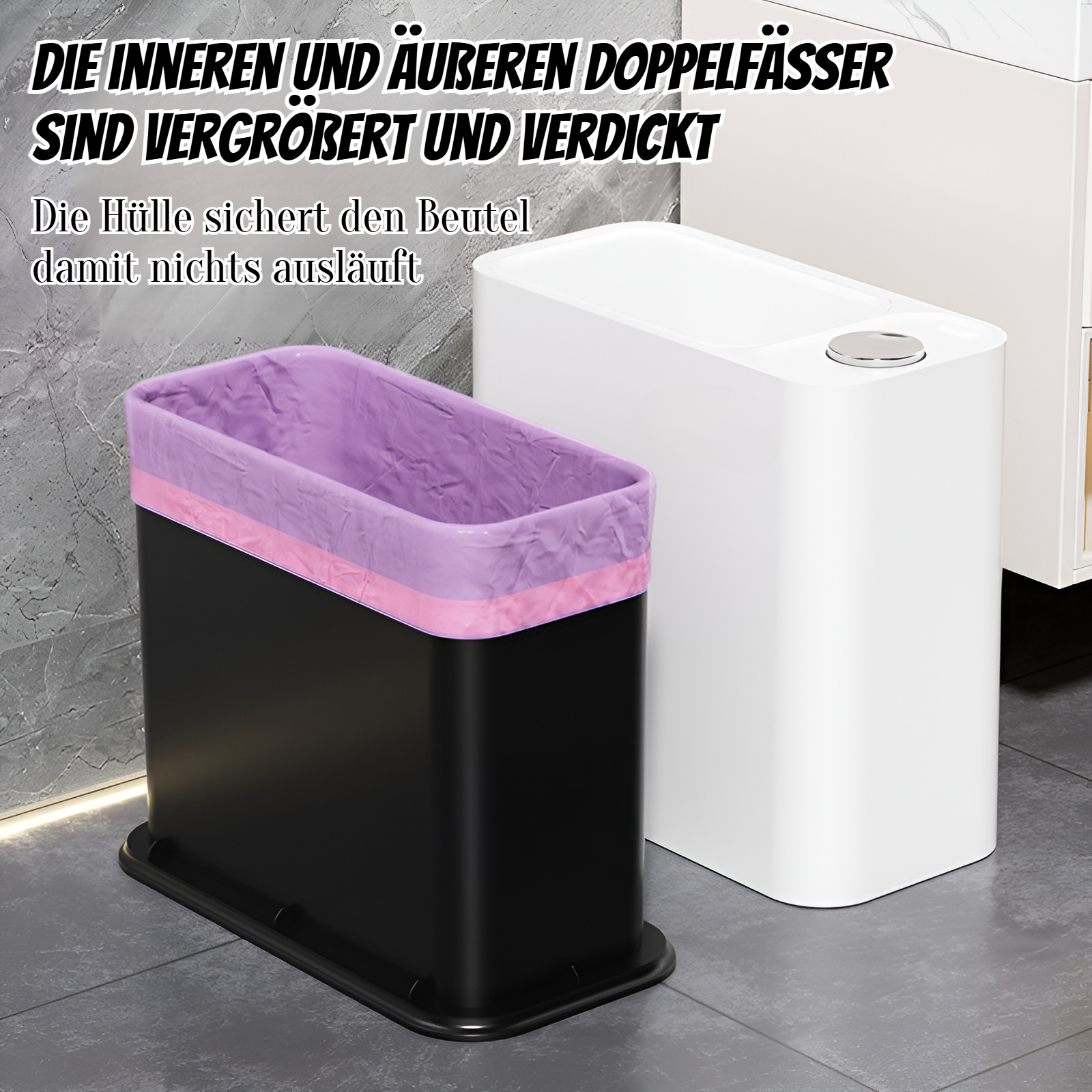 Druckknopfschalter Schmalschlitz-Mülleimer macht die Hände nicht schmutzig Multifunktions-Mülleimer 