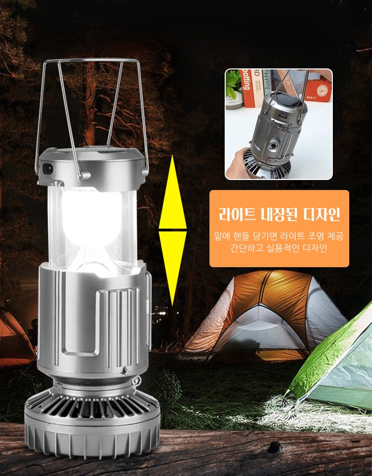 태양열 충전 라이트 달린 팬 