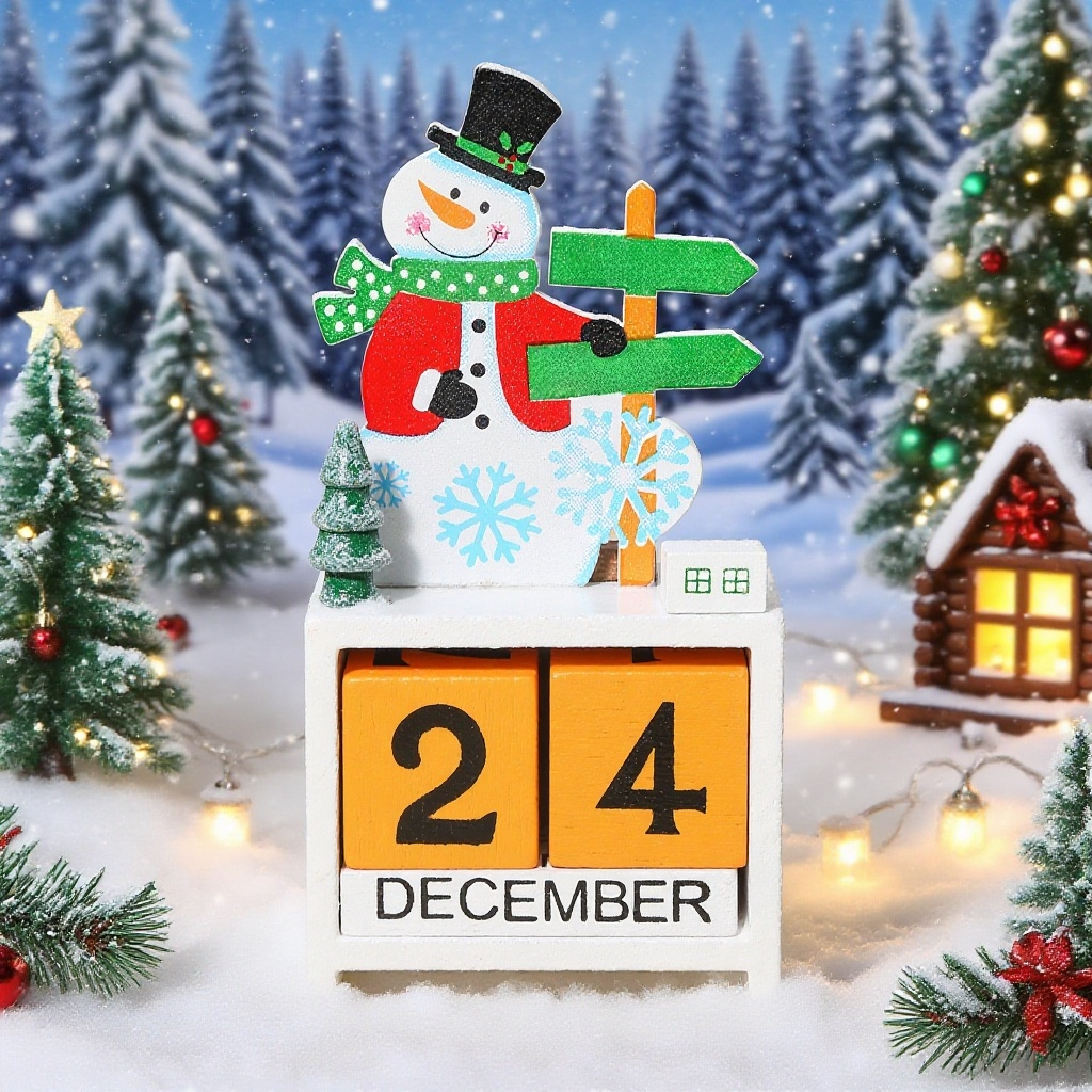 クリスマス卓上木製カレンダー 飾り付きデスクオーナメント