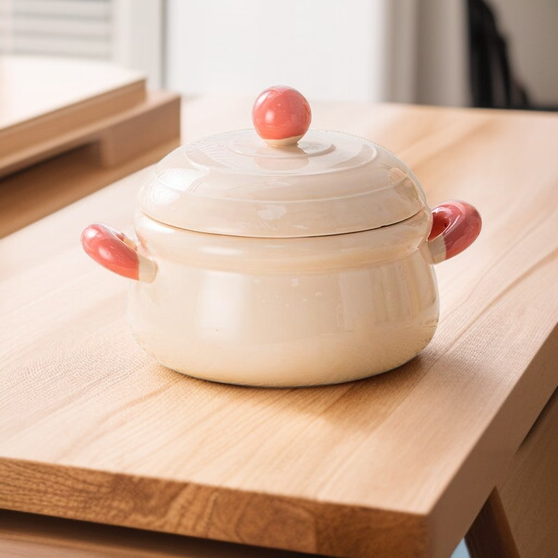Wysokiej jakości miska ceramiczna z pokrywką do zupek błyskawicznych