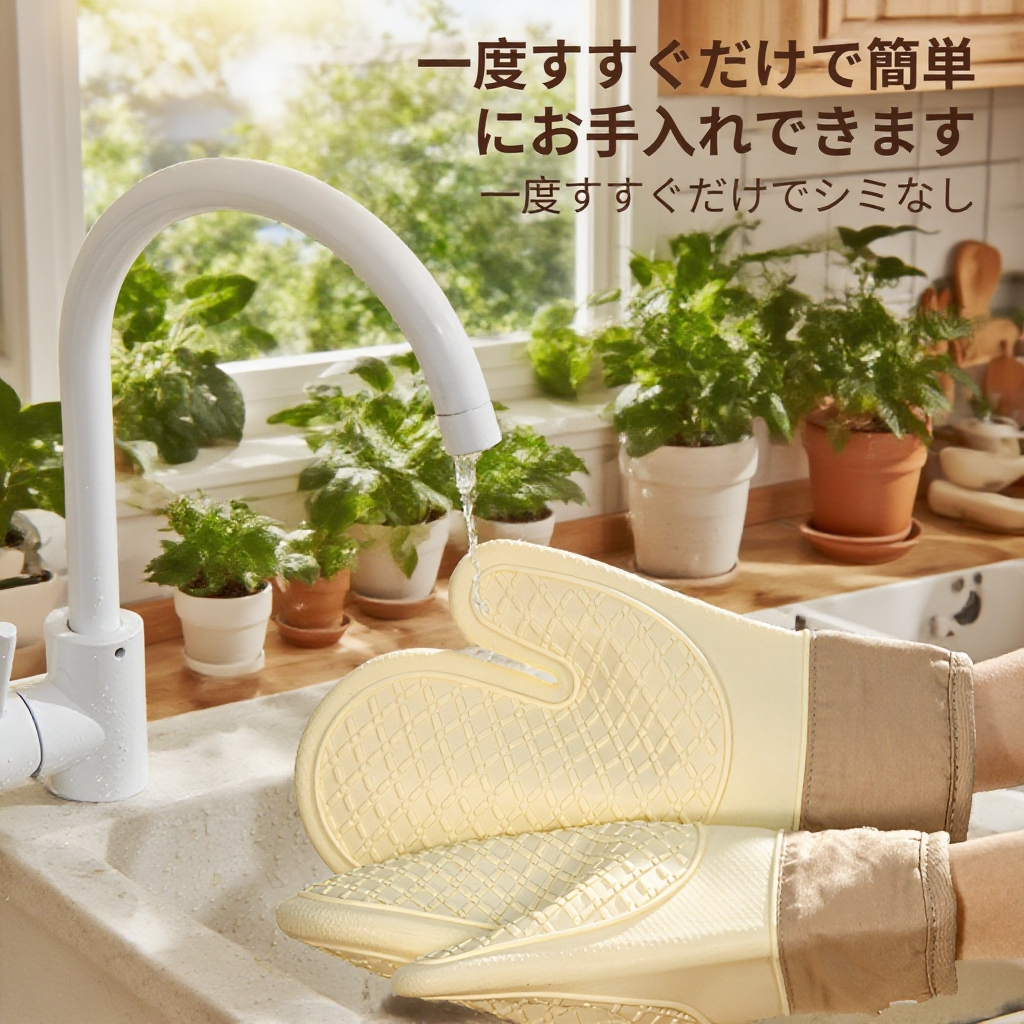 グリル手袋の高温耐性を示すイメージ