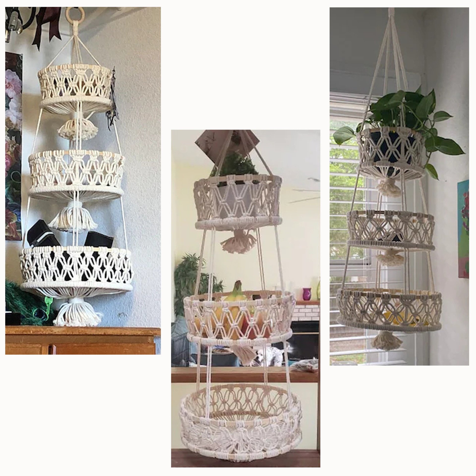 Organizador de frutas de cuerda de algodón natural