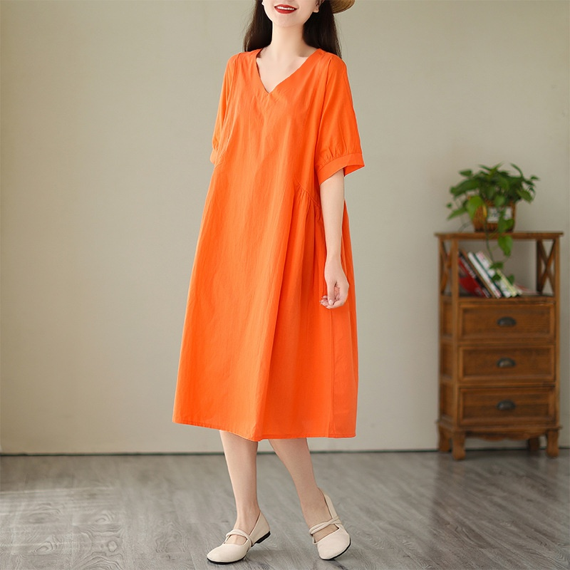 루즈핏 단색 원피스