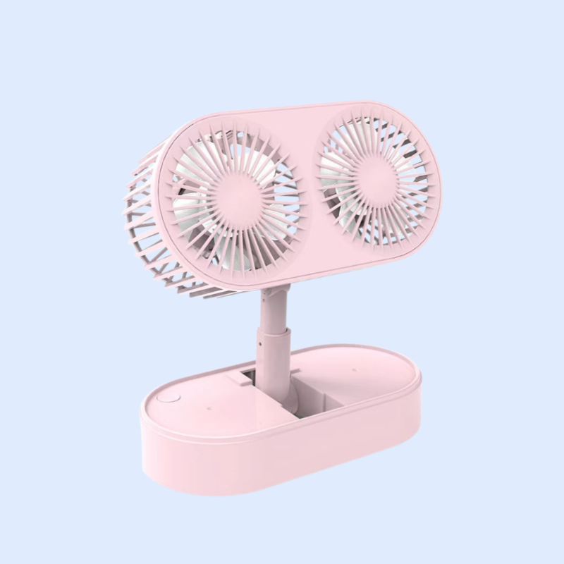 Anhebbarer, faltbarer Doppelkopf-Tischventilator