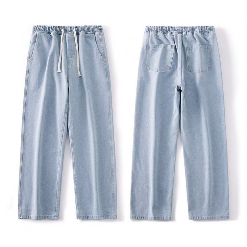 レトロジーンズメンズストレートルーズパンツ大きいサイズカジュアルパンツトレンディワイドレッグパンツ