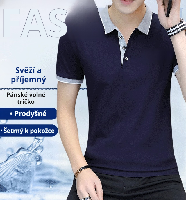  Pánské volné tričko s kulatým výstřihem