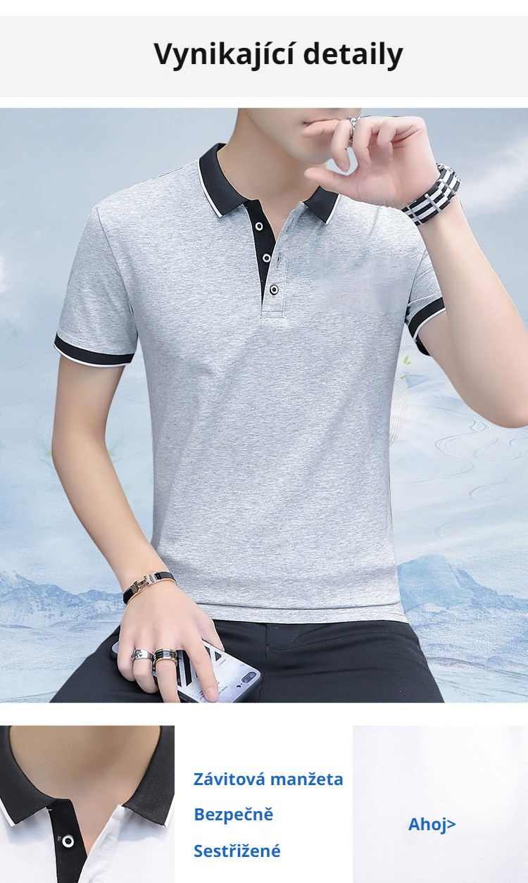 Pánská volná business casual košile s krátkým rukávem