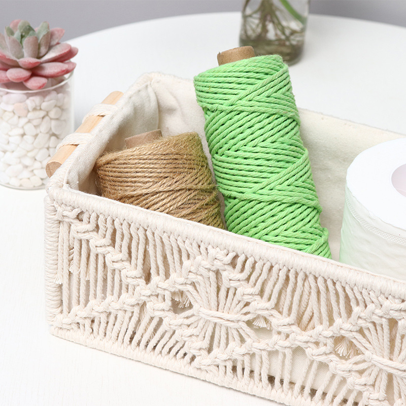 Hand-woven square cosmetics storage basket desktop snack storage box