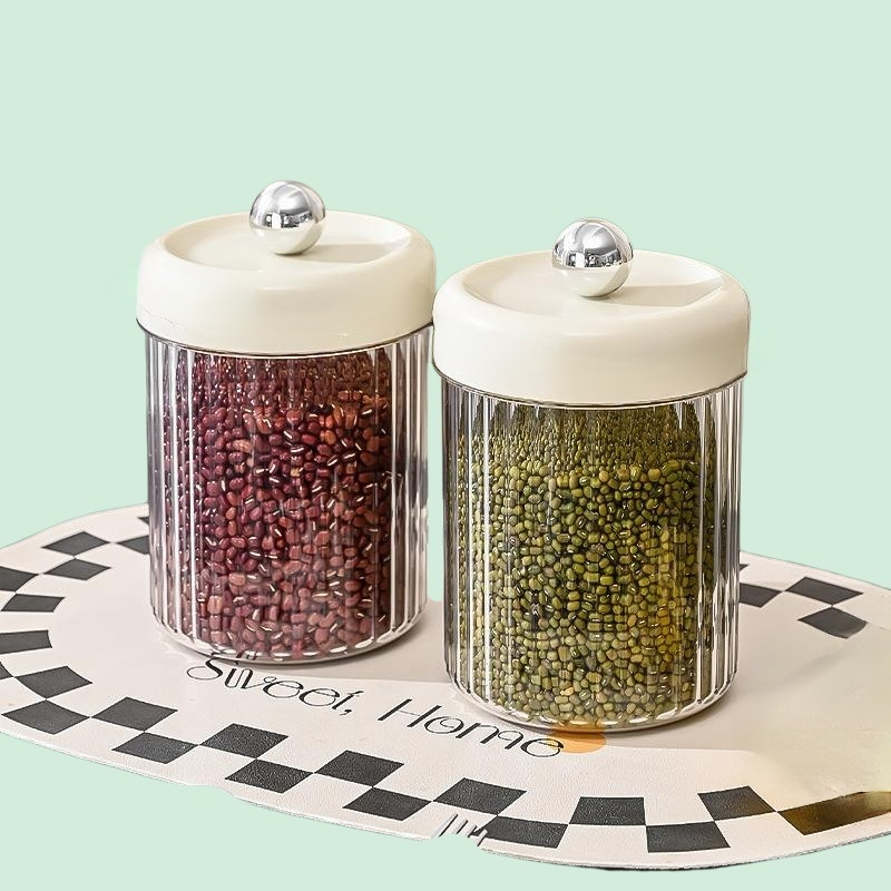 圓形雜糧罐五穀雜糧乾貨收納盒食品收納盒防潮密封透明茶葉儲藏罐