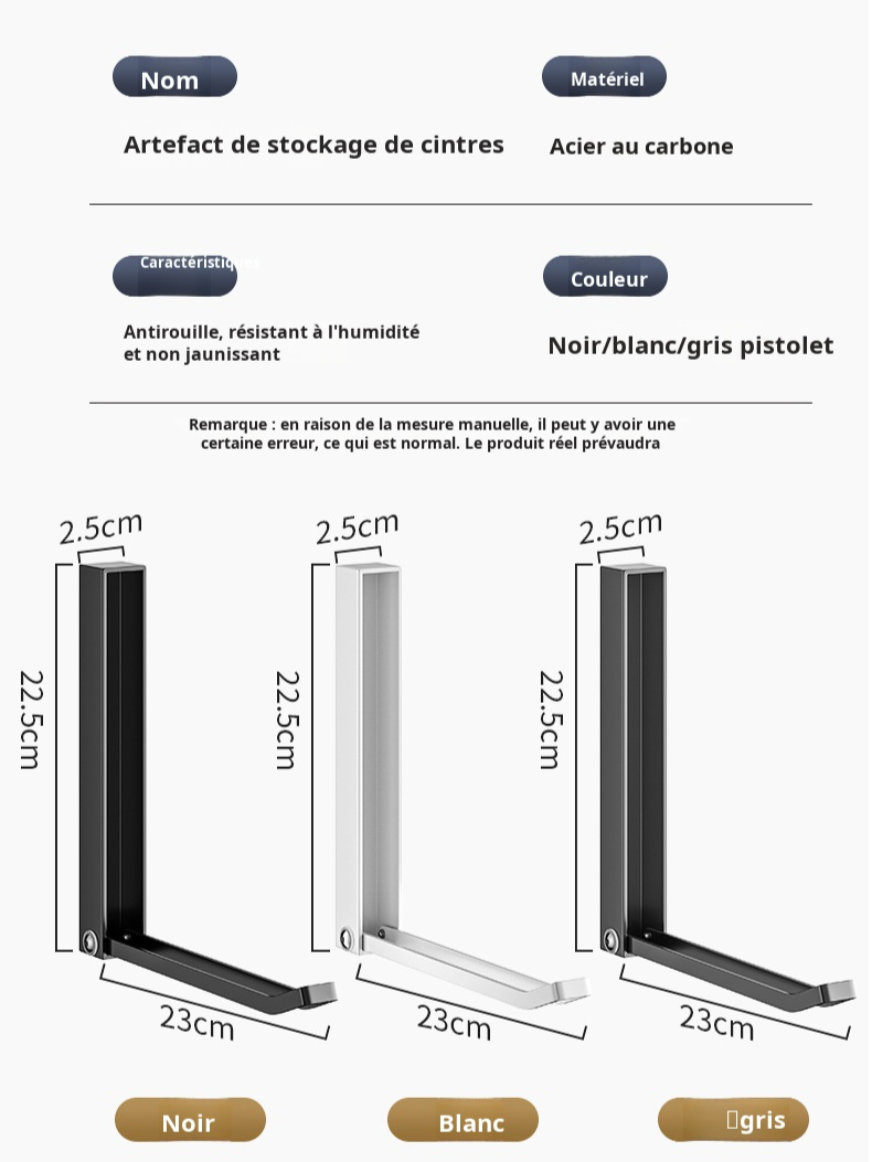 Cintre pliable sans trous, support de rangement, organisateur mural de maison, artefact de balcon, c
