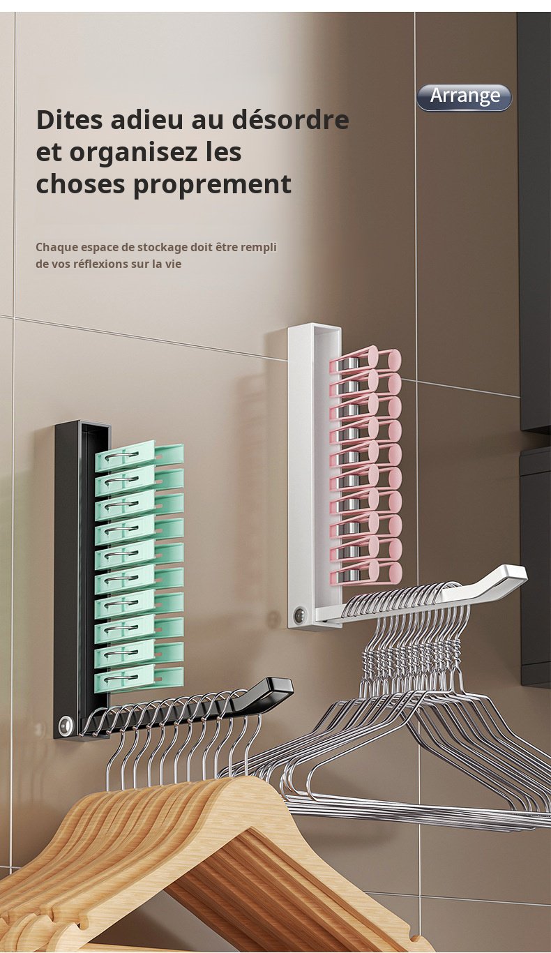 Cintre pliable gain de place pour rangement domestique