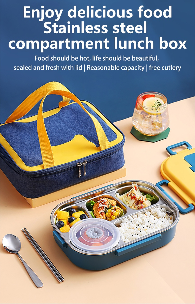 Stainless steel thermal sealed lunch box with secure lid