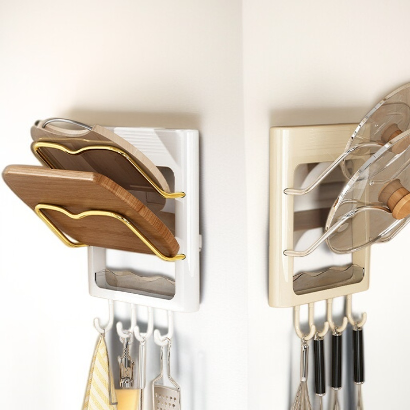 다용도 냄비뚜껑선반 다층수납선반 펀치프리 벽걸이 가정용 주방선반 다용도 도마 벽걸이 냄비뚜껑선반