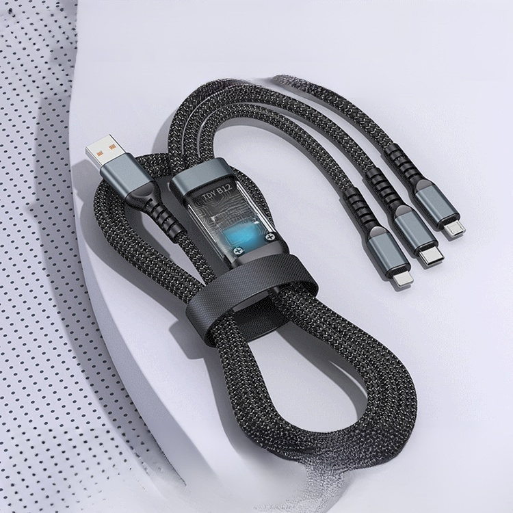 Transparentes Licht-emittierendes superschnelles Lade 3-in-1 Datenkabel