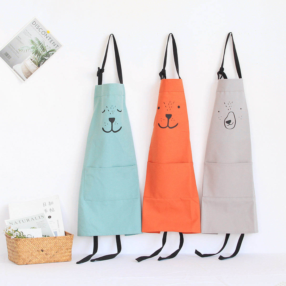 コットン親子エプロンかわいい子供赤ちゃん大人用エプロンクリエイティブ表現プリント柄ノースリーブエプロン