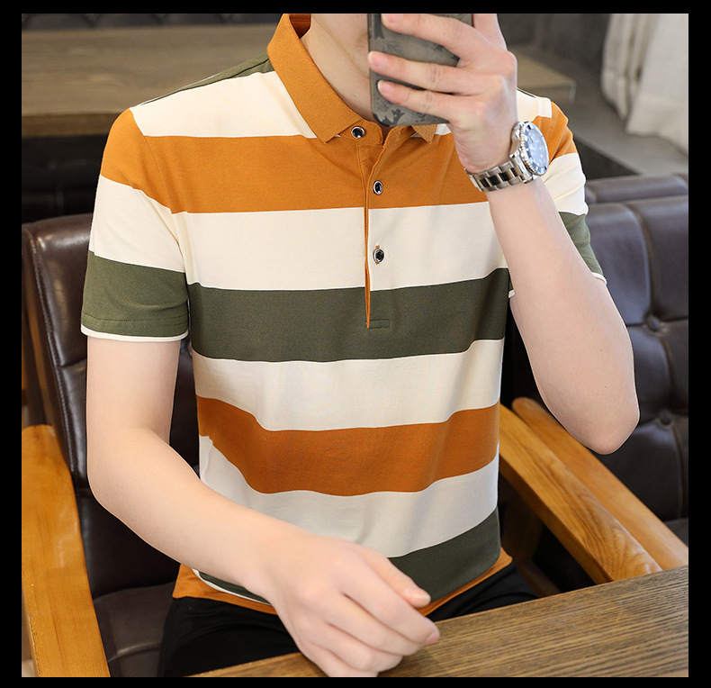 여름철 시원한 남성 터틀넥 반팔 티셔츠