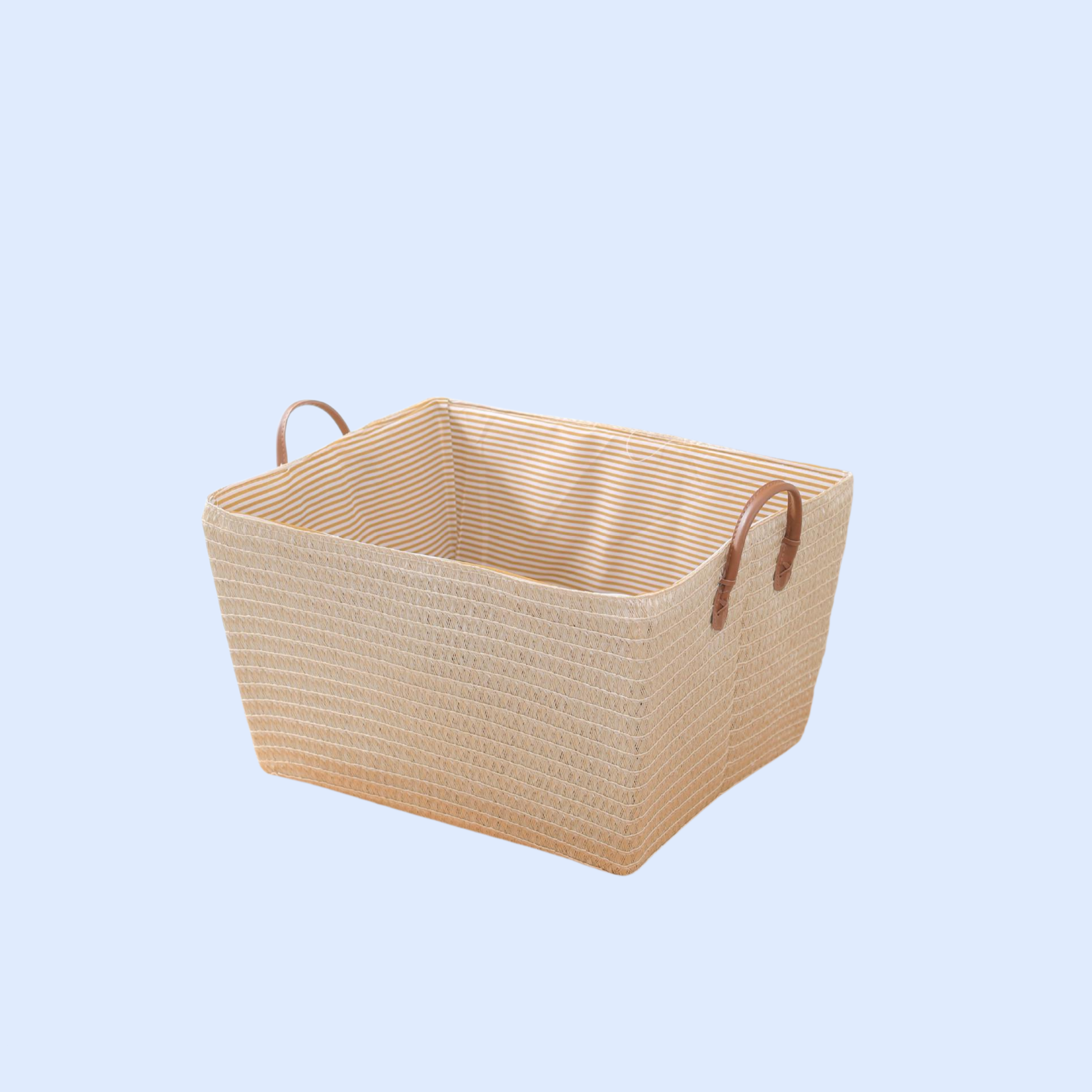 折りたたみ式ラタン風収納バスケット おもちゃ・スナック用 持ち手付き