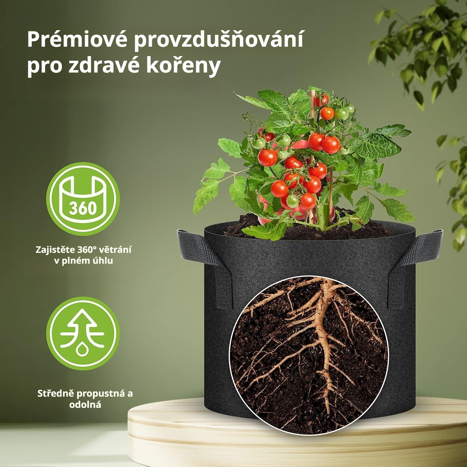 Velkoobjemový filcový pěstební vak na ovoce a zeleninu